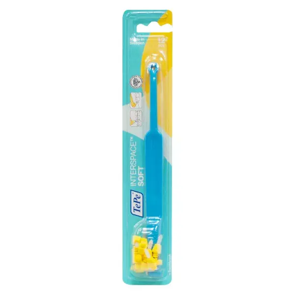 Escova de dentes macia TePe Interspace + 12 cabeças de escova