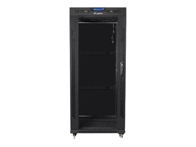 Lanberg - Rack kabinet - med 2 køleblæsere, display - sort, RAL 9004 - 27U - 19