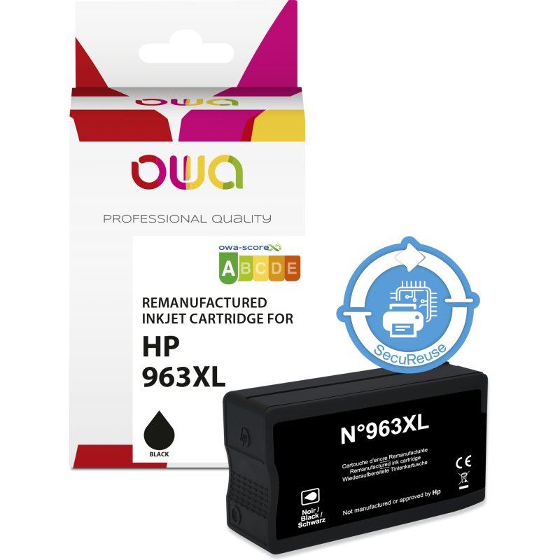 Cartouche d'encre remanufacturée OWA - haute capacité - Noir - pour HP 963XL