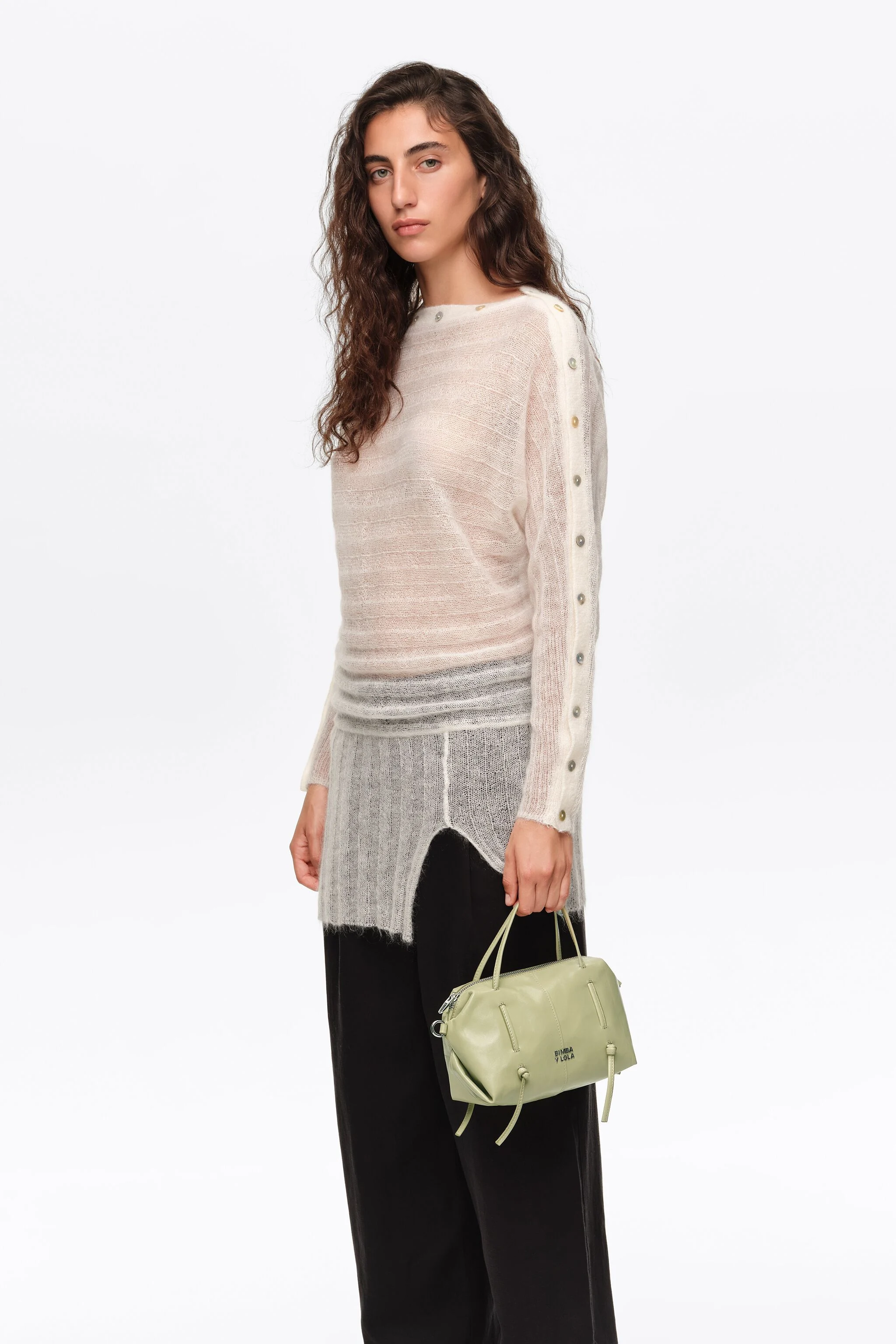 Bolsa Lolita mini em couro verde pastel