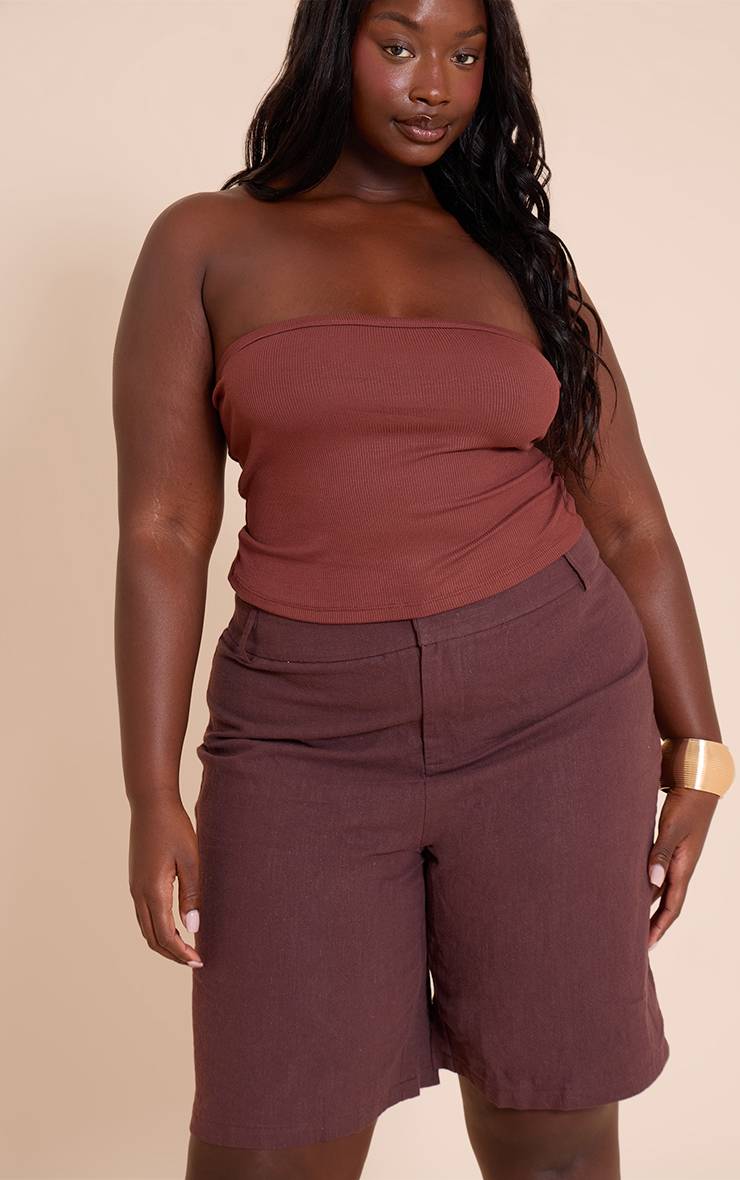 Deep Chocolate Jorts En Lin Premium Taille Haute Assortis Plus