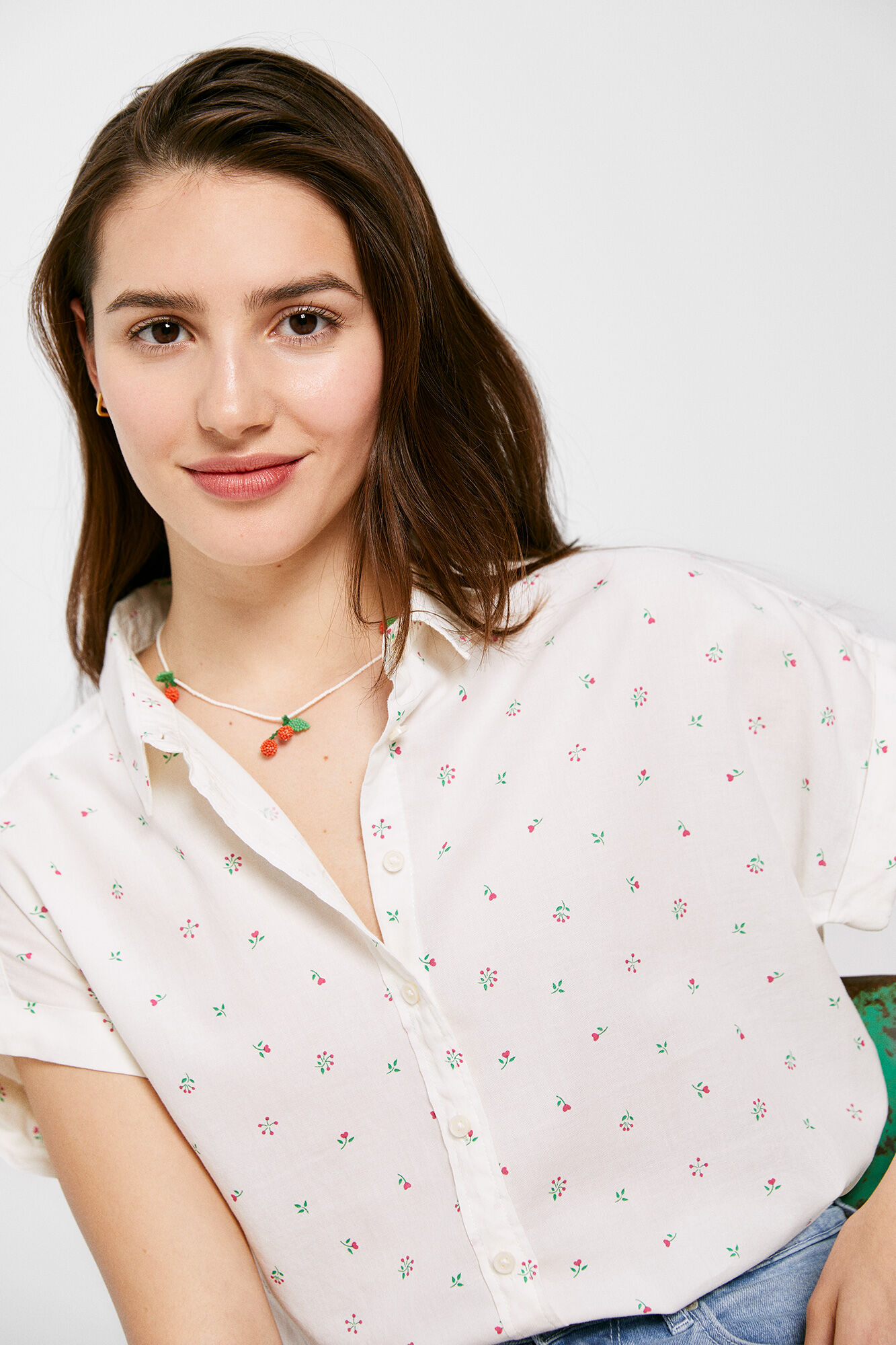 Blusa de algodão estampada - Amarela
