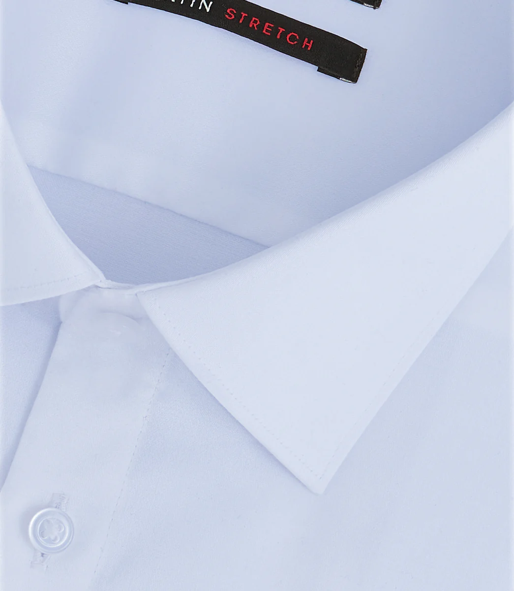 Chemise en satin stretch ciel SASTRETCHBASIC