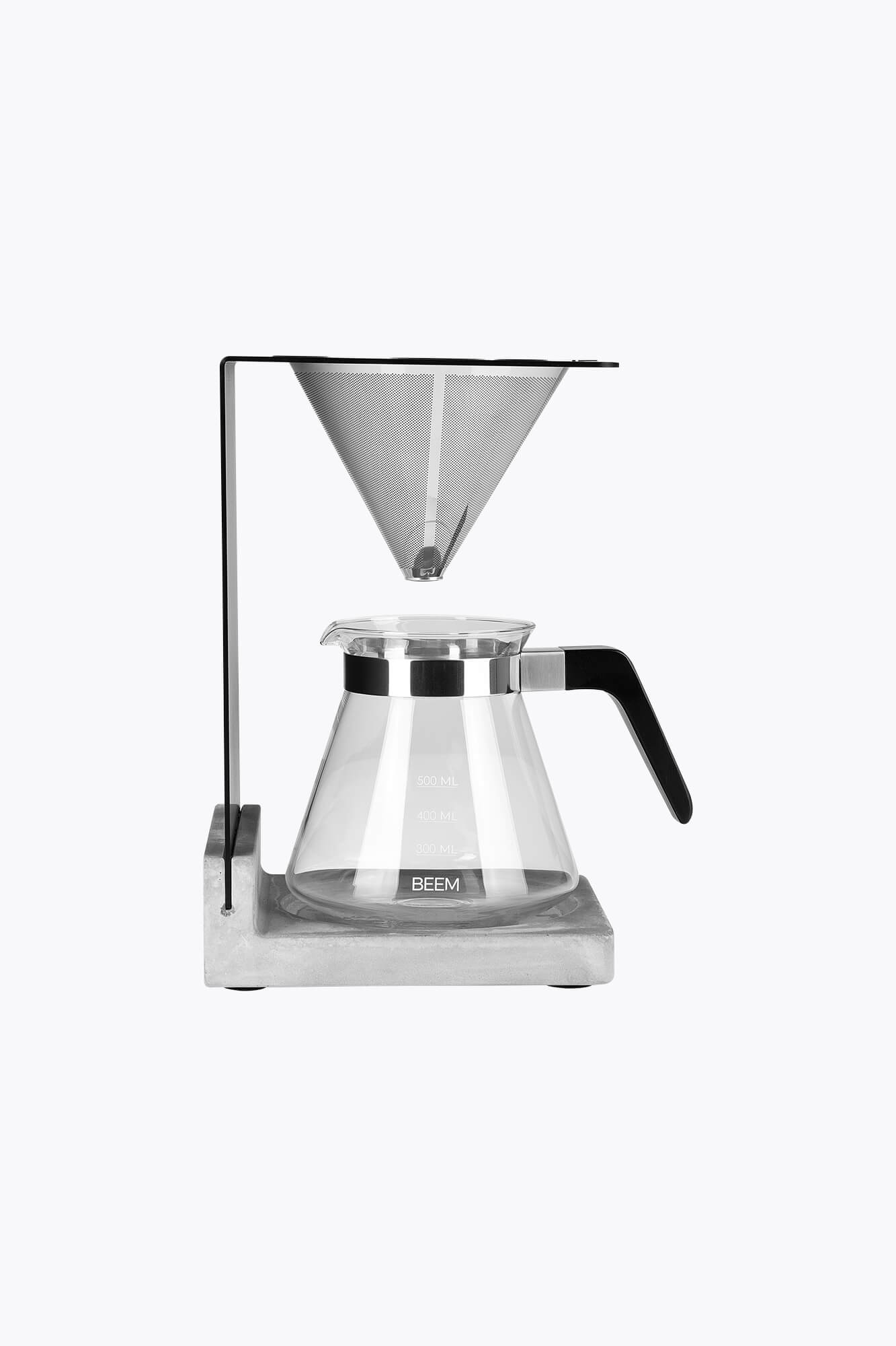 BEEM Kaffeebereiter Set Pour Over Beton 500ml Schwarz/Edelstahl