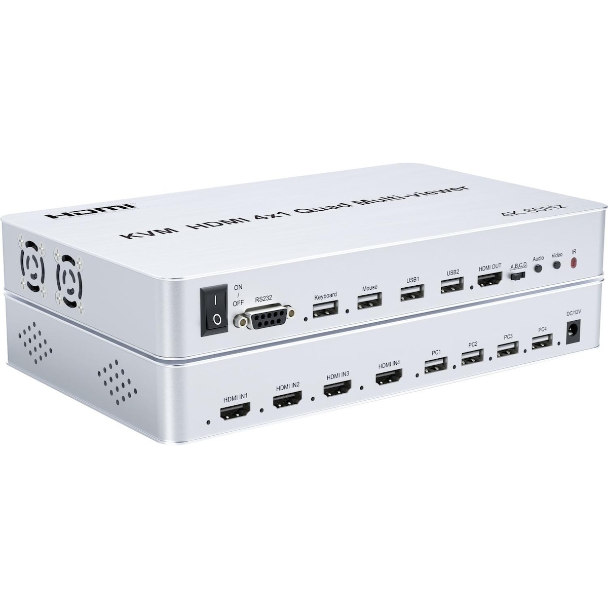 NÖRDIC KVM-svitsj 4xPC til 1xHDMI 4K 60Hz Quad Multi-Viewer med 4xUSB-A