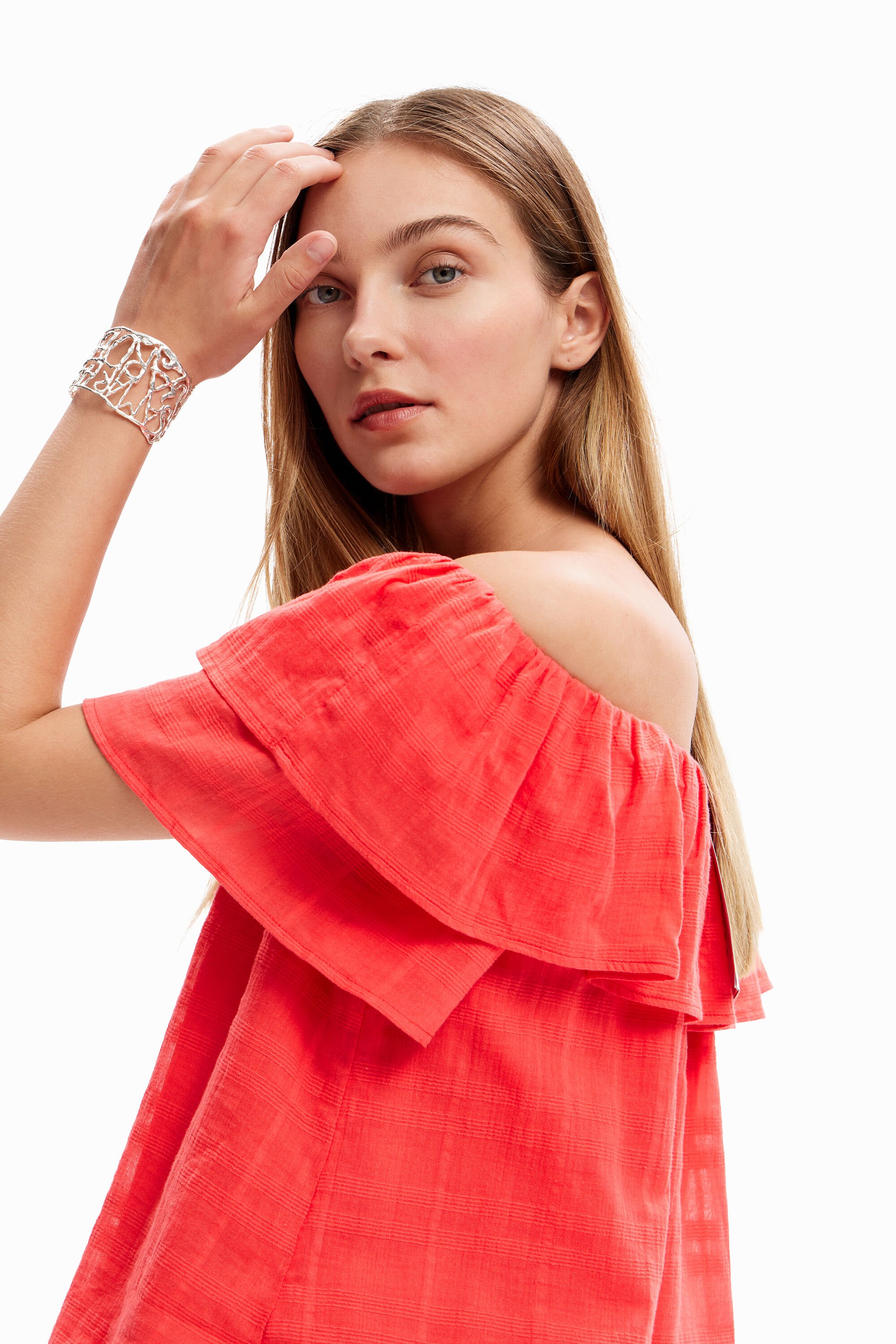 Blouse volants texturée