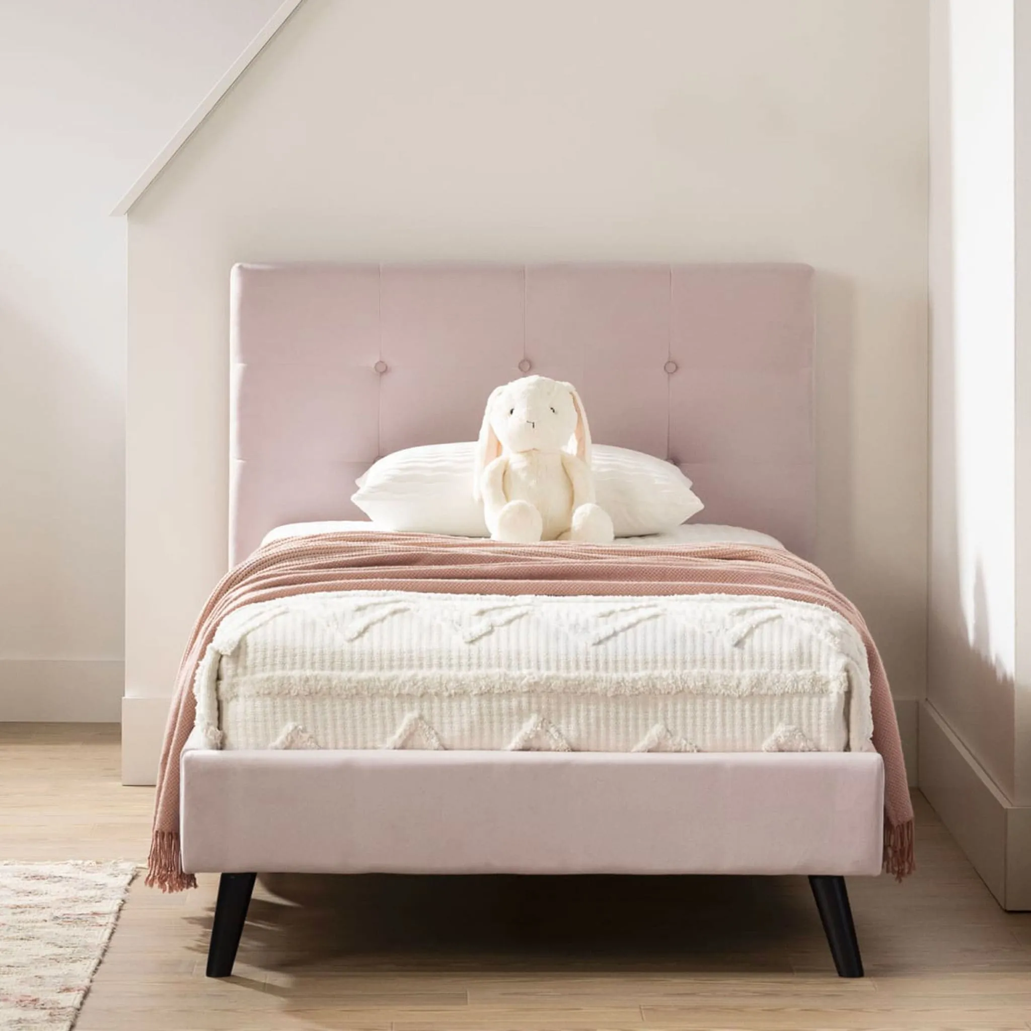 South Shore Lit Simple Complet Rembourré Maliza - Rose Pâle
