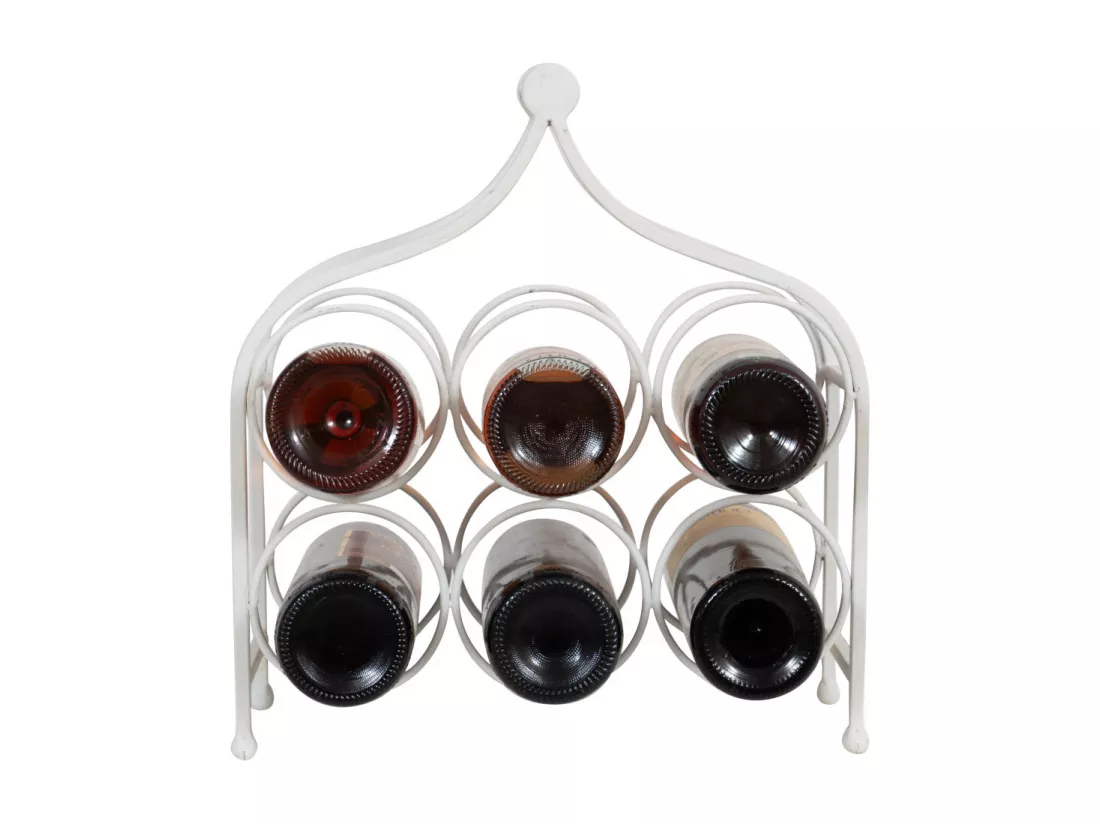 BISCOTTINI Porte-Bouteilles - Fer Forgé Finition Blanc Antique - Idéal pour la Décoration du Salon ou de la Cuisine - Casier à Vin - 35x37x14 cm
