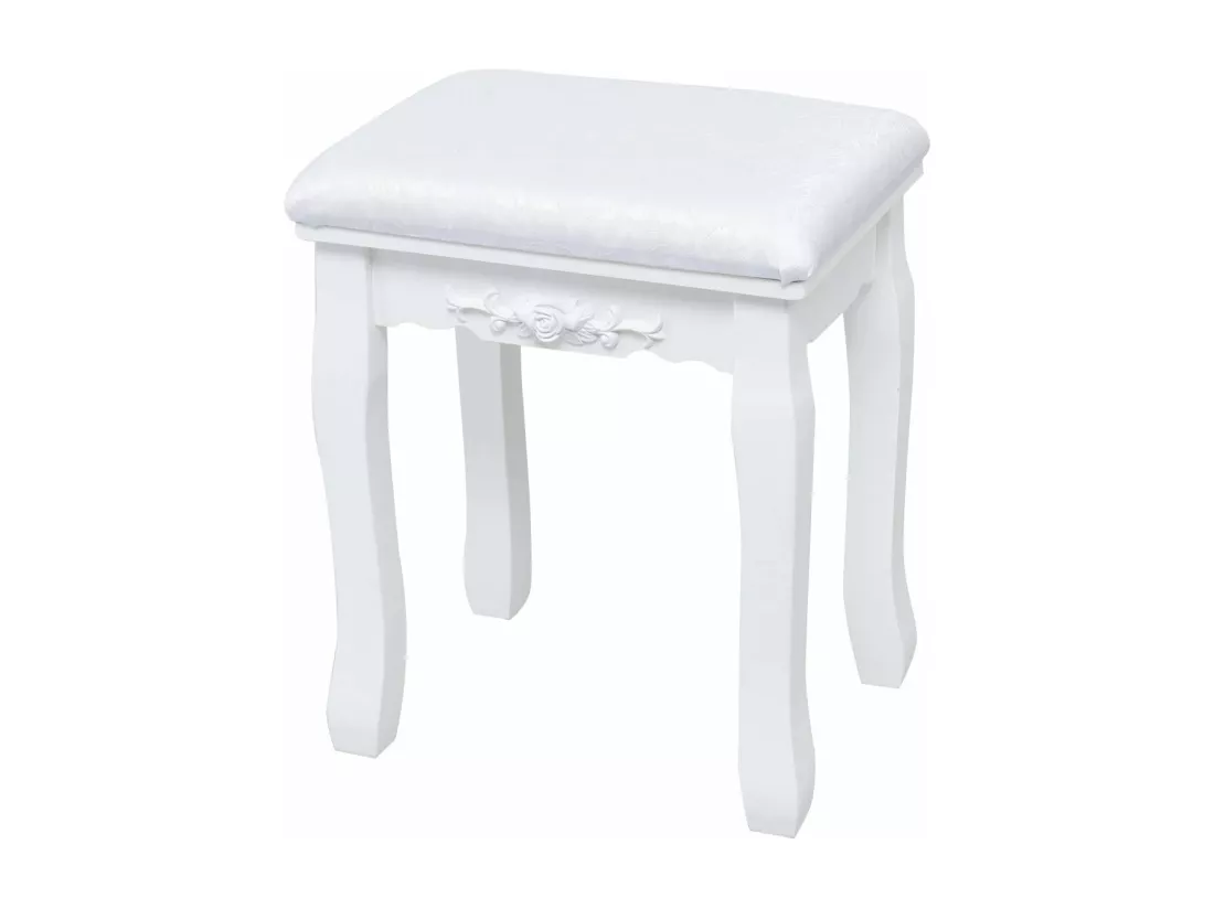 Coiffeuse avec Eclairage, Miroir Ovale, Pivotant à 360°, 10 Lumières, Tabouret Rembourré Inclus, avec 3 Tiroirs de Rangements, Blanc