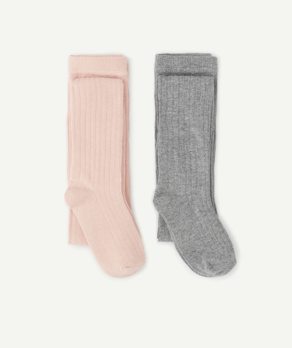 LES 2 PAIRES DE COLLANTS ROSE ET GRIS