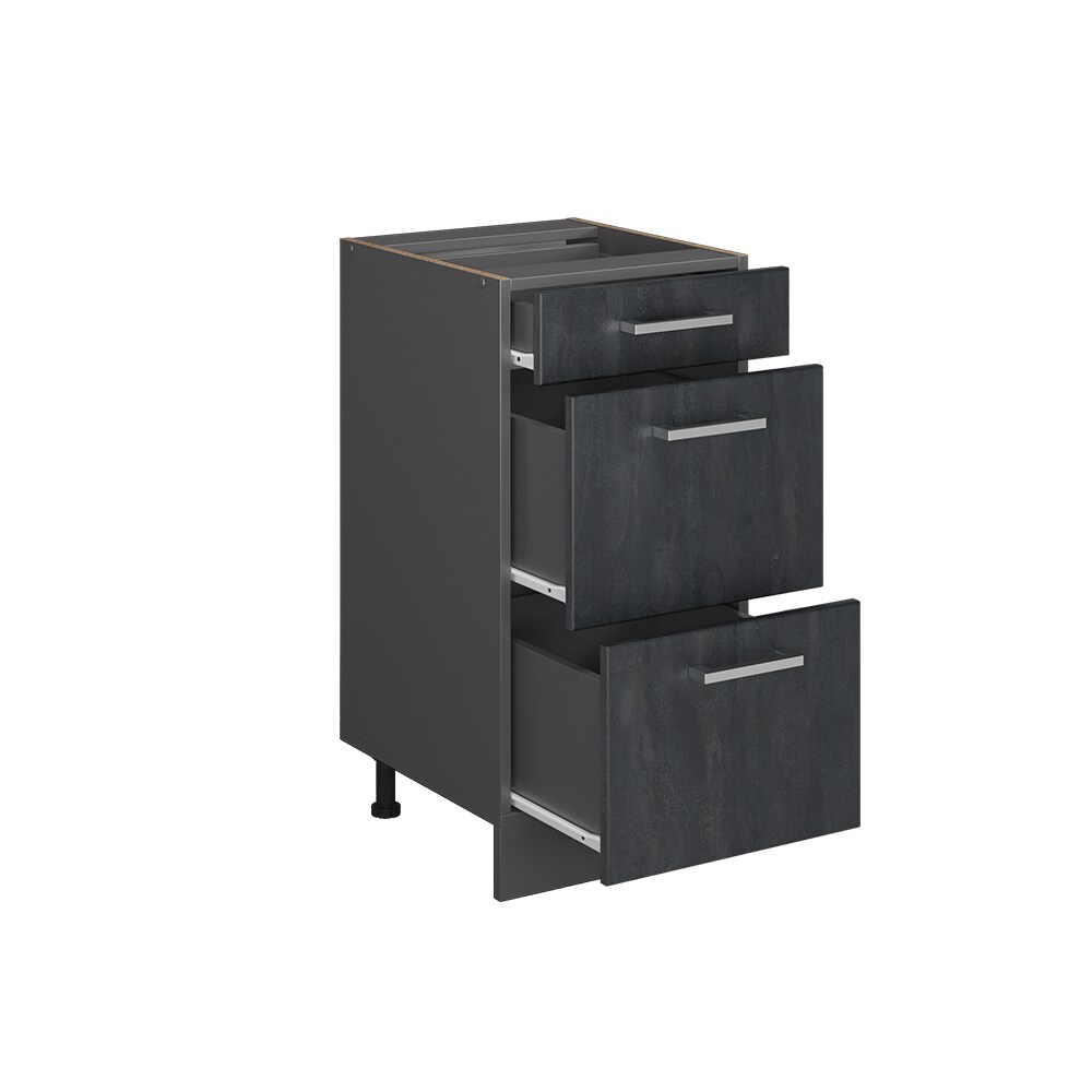 Vicco Schubladenunterschrank R-Line Schwarz Beton Anthrazit 40 cm ohne Arbeitsplatte