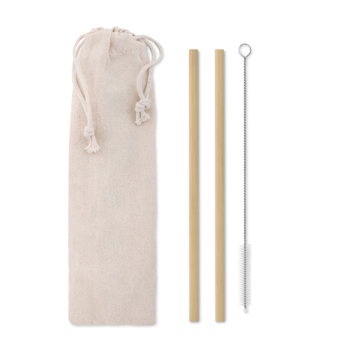 GiftRetail MO9630 - NATURAL STRAW Paille bambou avec brosse