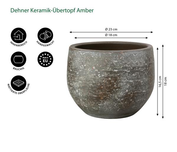 Dehner Keramik-Übertopf Amber, bauchig, braun