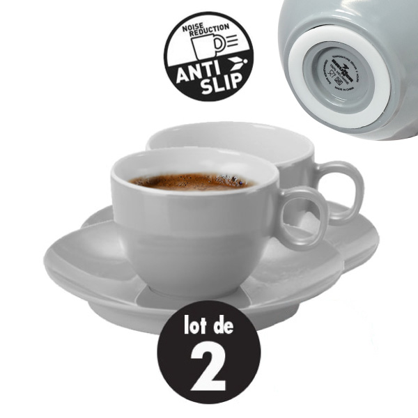Lot de 2 tasses Espresso Mélamine PEARL 10 cl anti-dérapantes BRUNNER