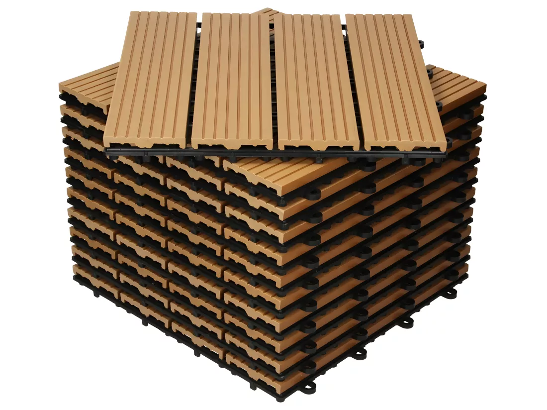 WPC Carreaux 30x30 cm - 33 Pièces par 3m² avec Aspect de Bois Teak ECD Germany
