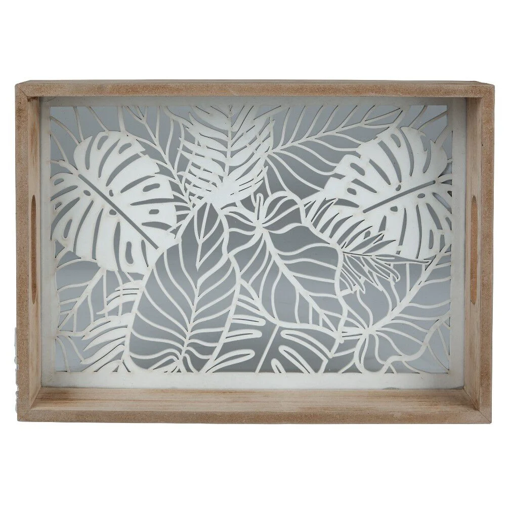Plateau en verre et  bois