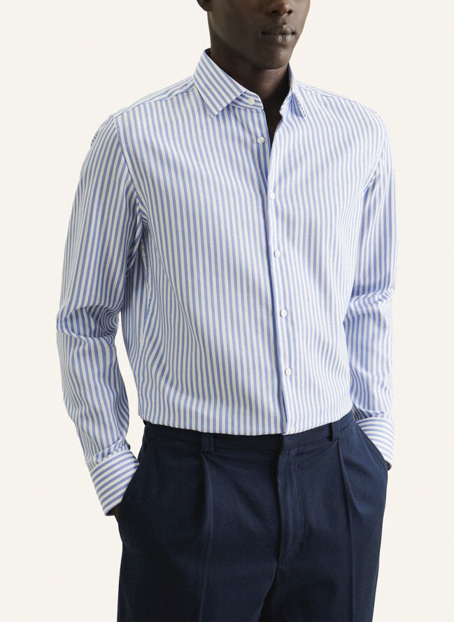Seidensticker Business Shirt Slim Long sleeve Kent-Collar Stripes Blue