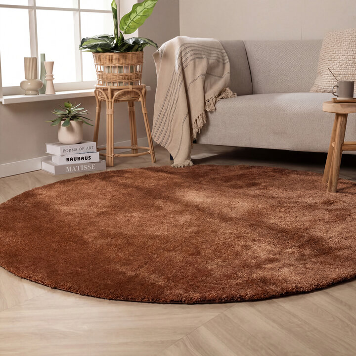Rond wasbaar vloerkleed - Clean Roest