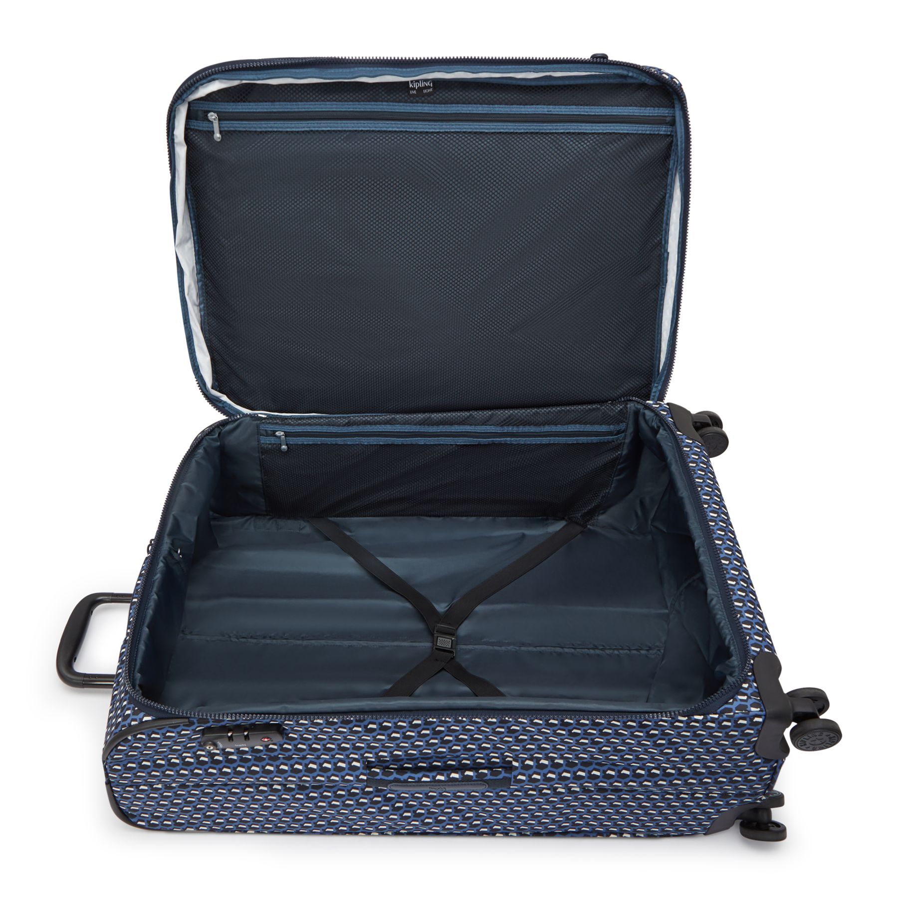 NEW YOURI SPIN L Grande Valise Extensible à Roulettes avec Poignée Télescopique - 3D K Blue