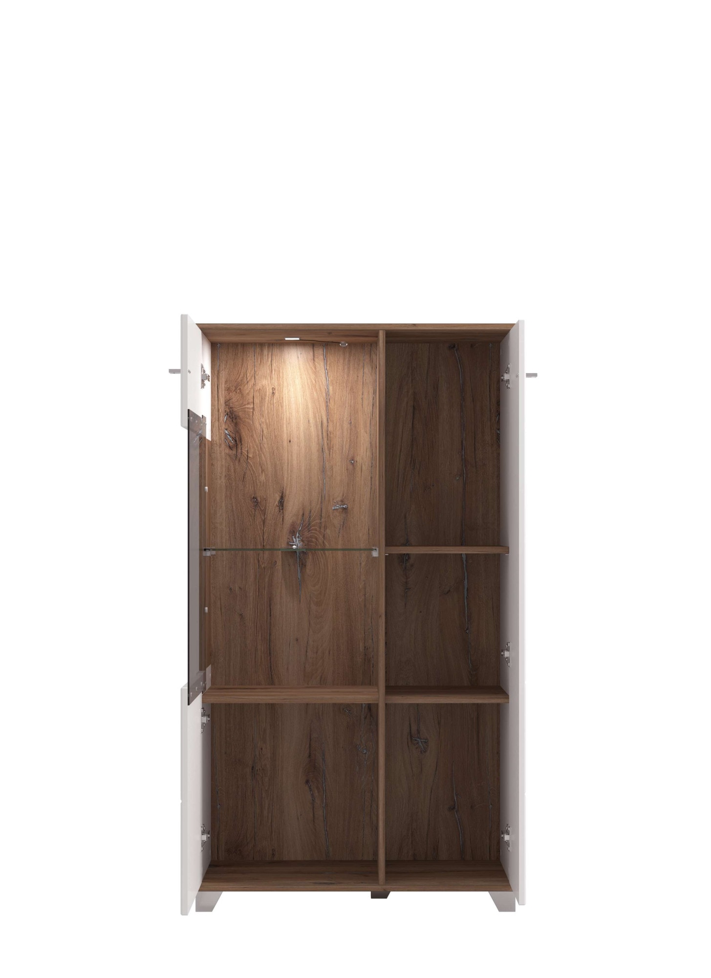 INOSIGN Highboard »Burgundy Sideboard, Stauraumschrank, Anrichte, Hochschrank, B93cm« Hochglanzfronten und eine Innenausstattung in Flagstaff Eiche