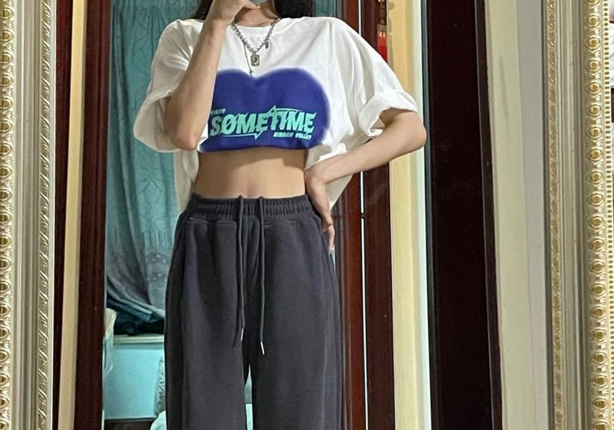 Cafamo - Hoge taille, rechte broek met trekkoord