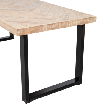 WOOOD Tablo eettafel mangohout whitewash visgraat met U-poot 200x90 cm