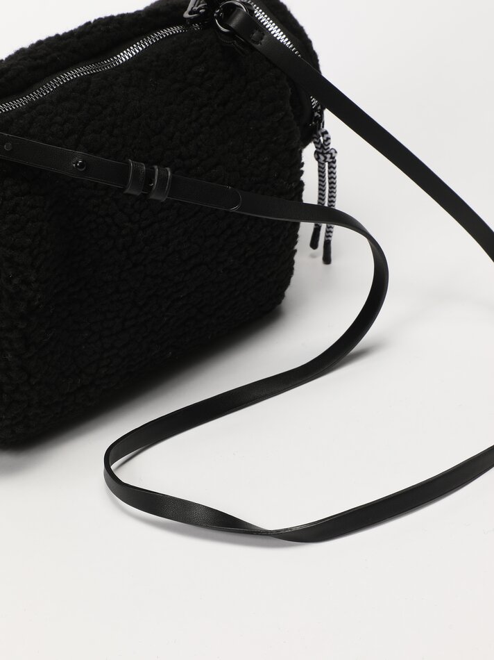 Conjunto de bolsa e porta-moedas com forro de sherpa - Preto