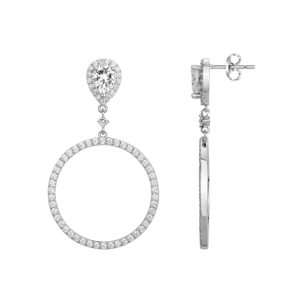 Boucles d'oreilles pendantes en Argent avec oxyde de zirconium blanc