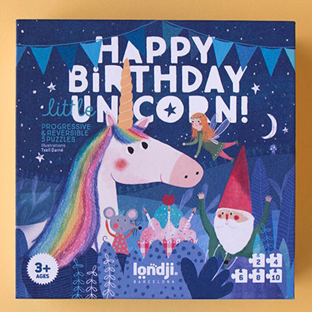 Londji puzzel happy birthday unicorn - omkeerbaar