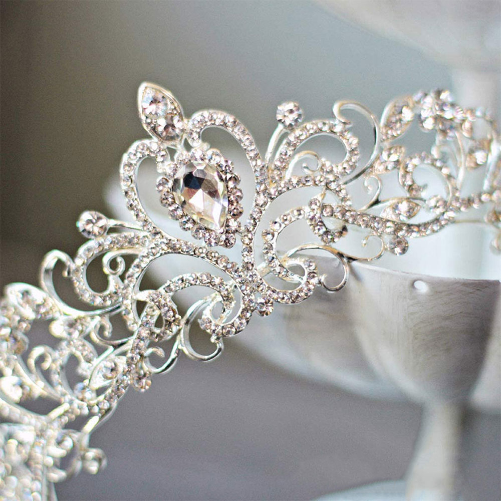 Frisur Haarschmuck Krone Strass Tiara Braut Diadem Kopfschmuck - Silber / Style 1