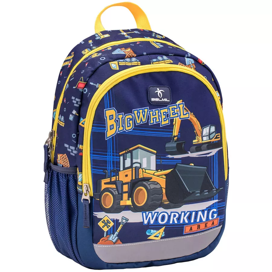 Belmil Kindergartenrucksack Kiddy Plus Kindergartenrucksack für 3-6 Jährige Kinder mit Brustgurt Big Wheel