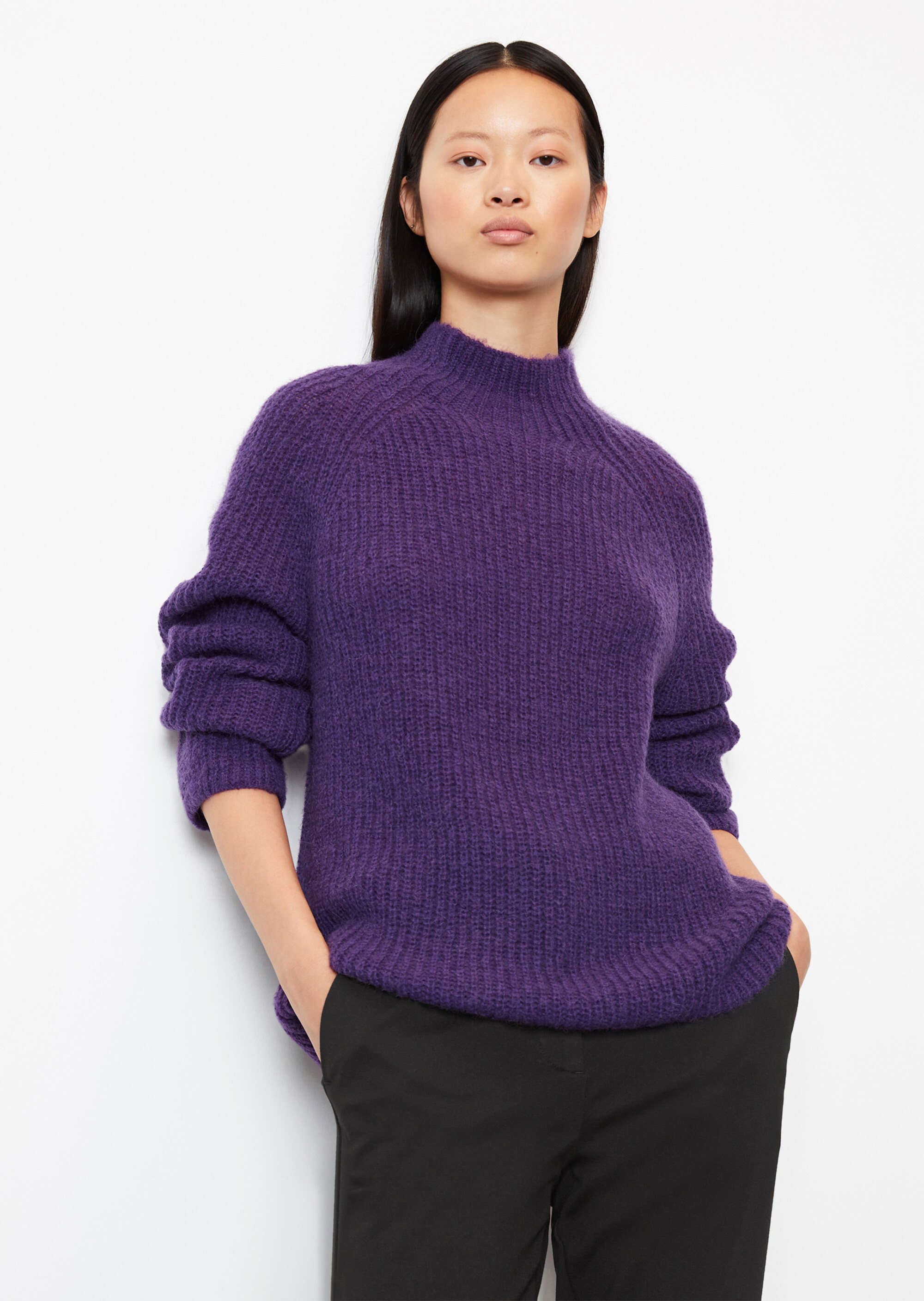 Pullover looseaus flauschigem Schurwolle-Alpakawolle-Mix