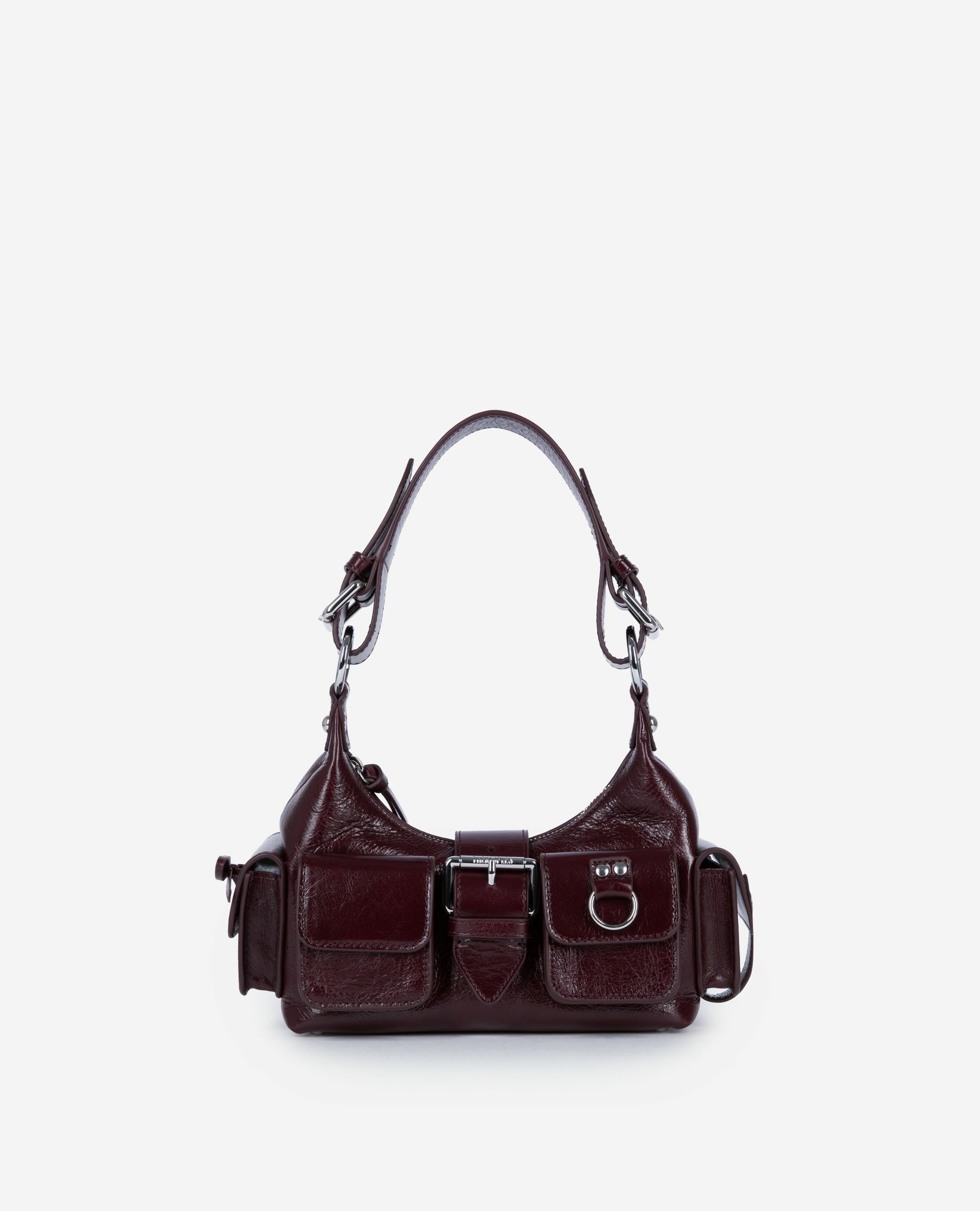 Sac Amelia small en cuir craquelé bordeaux