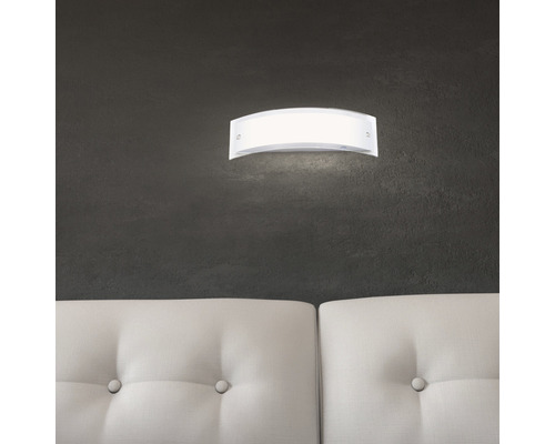 Wandlamp, 2-lichts, H 40 cm, Elysee, roestvrij staal/wit