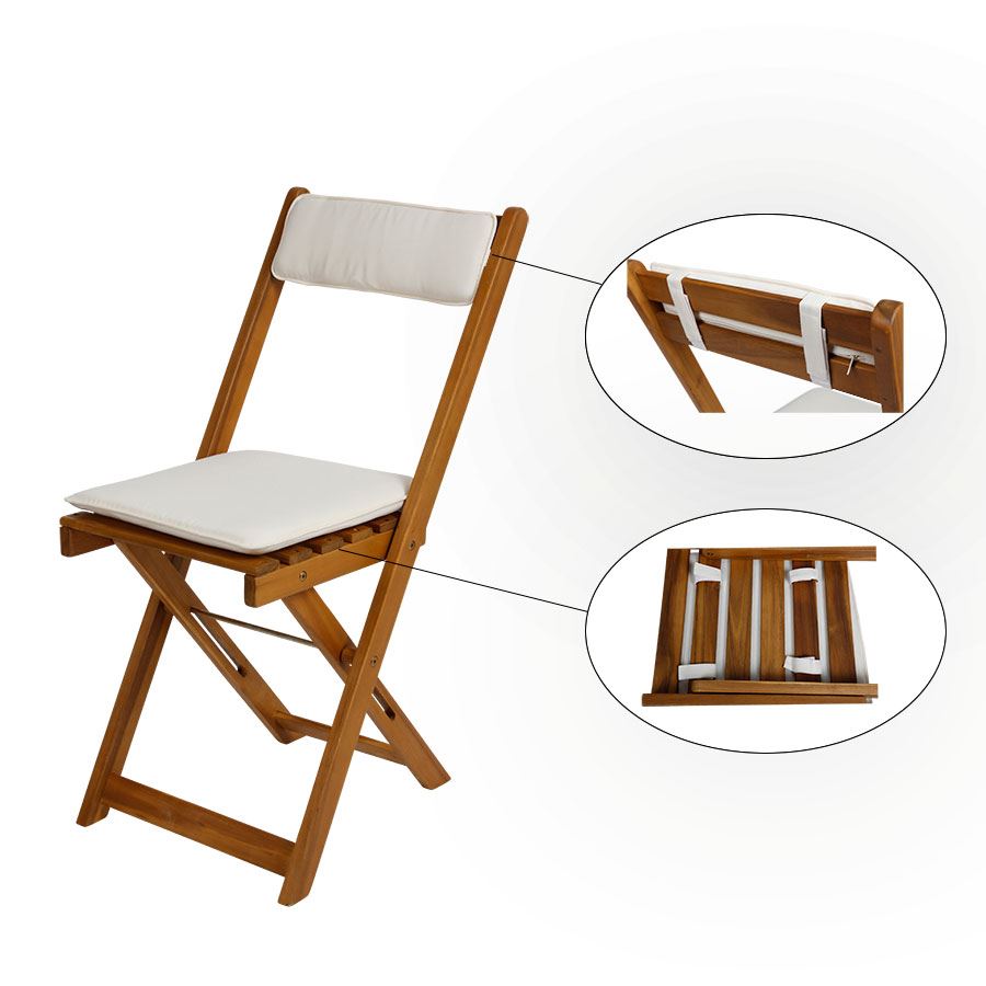 Balkon-Set Akazie mit Kissen 3-teilig