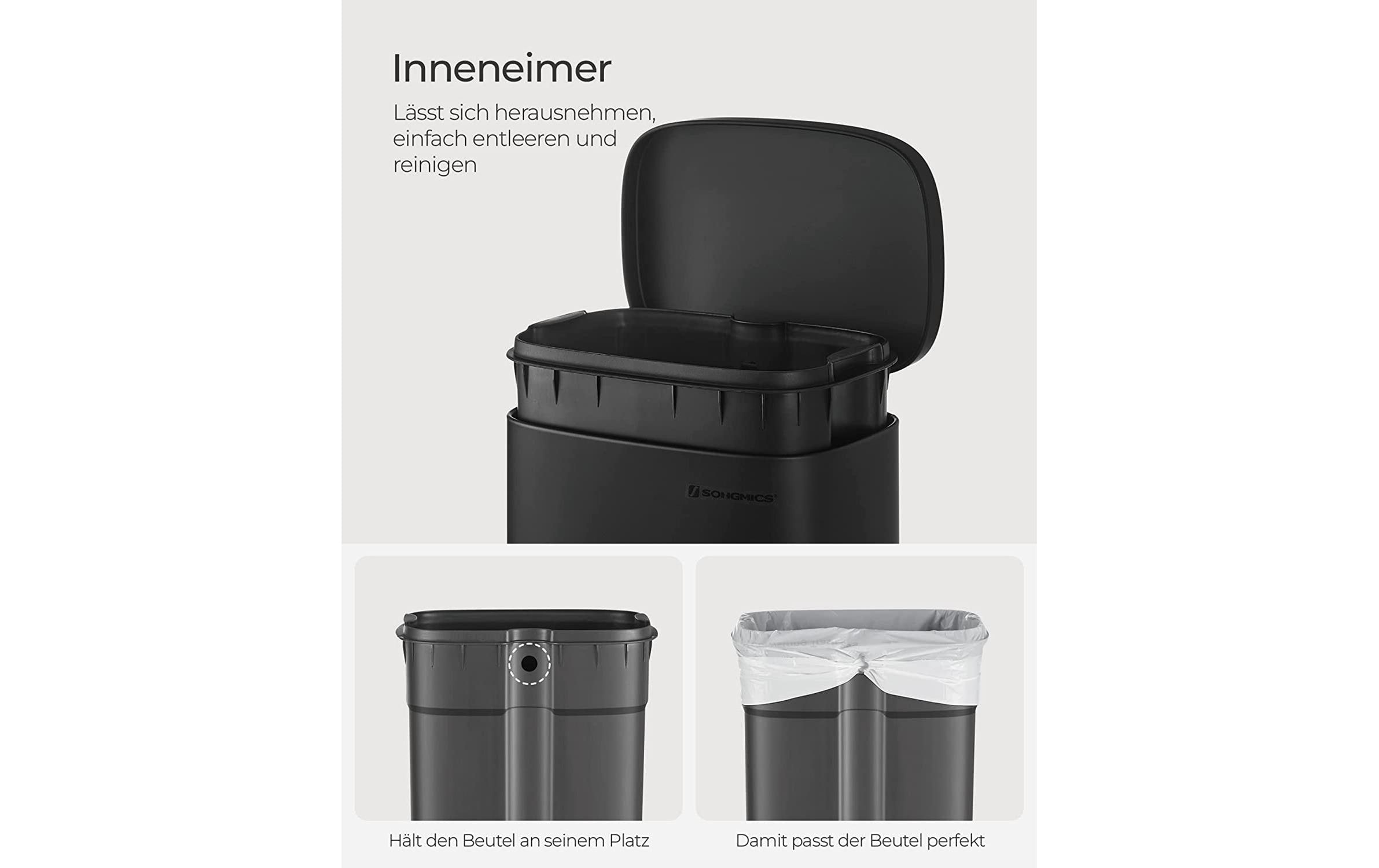 Abfalleimer 30 l, Grau<br>Stylischer Treteimer