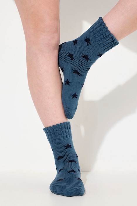 Kuschelsocken, 2er-Pack, Sterne/einfarbig