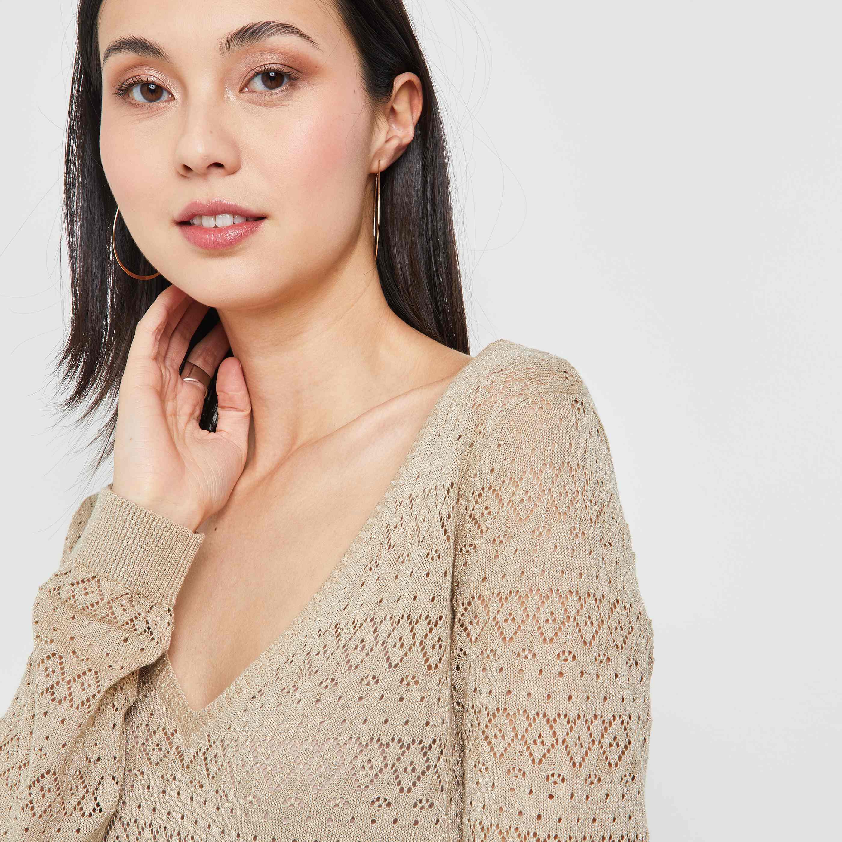 Pull ajouré femme - BEIGE