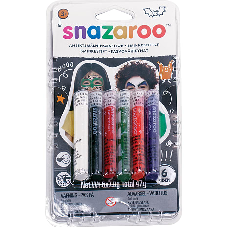 Halloween Snazaroo ansigtsmaling sæt med 6 farver - multifarvet