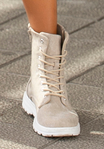 LASCANA Stiefelette  zum Schnüren, modische Optik im Combat Look, Reissverschluss-Boots