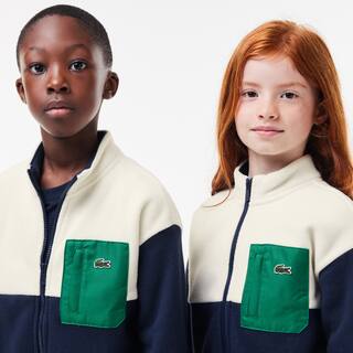Sweatshirt zippé contrasté avec col montant Pullovers & Sweatshirts - Bleu - Lacoste - Enfant