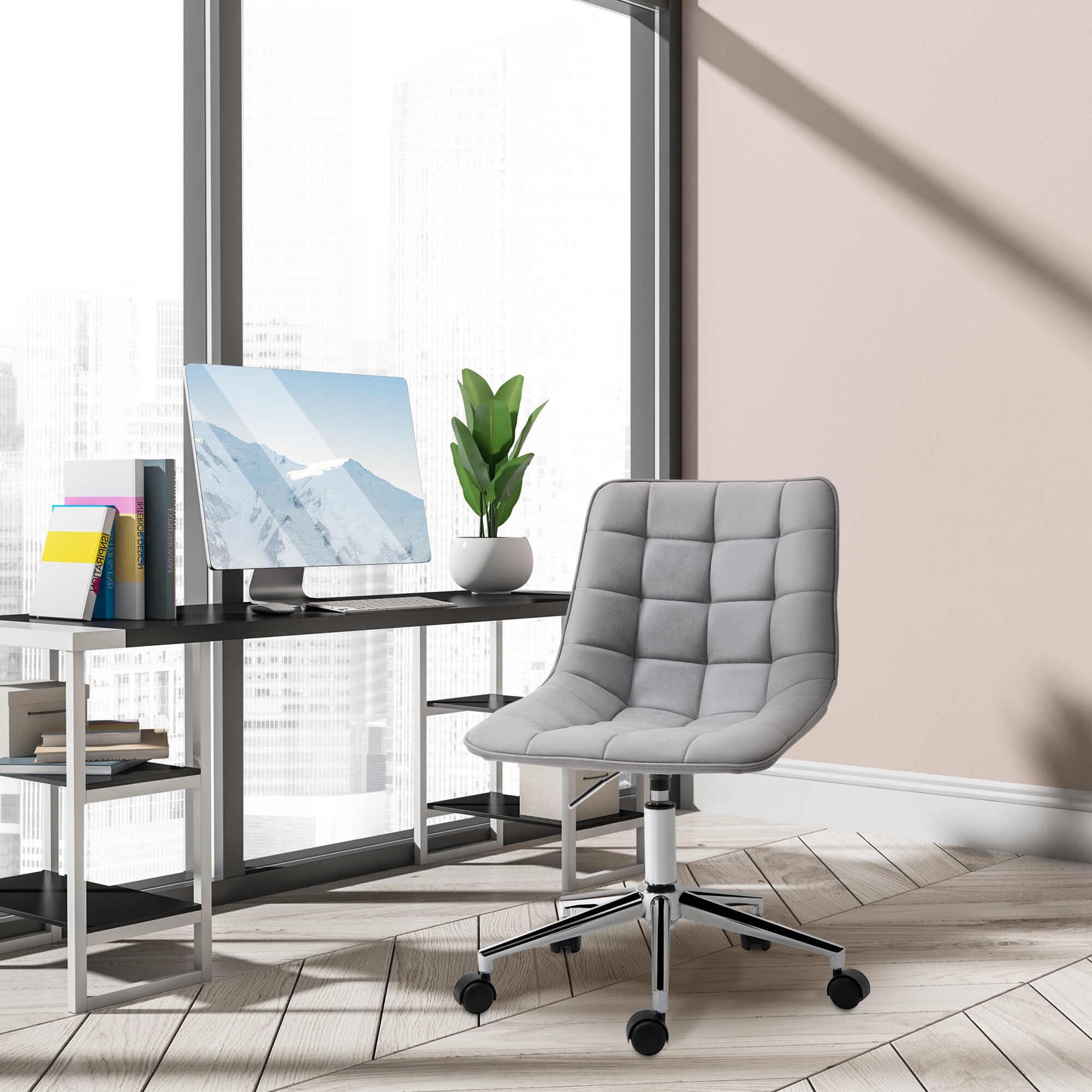 HOMCOM Bürostuhl ergonomisch grau 60 x 60 x 80-90 cm (BxTxH)