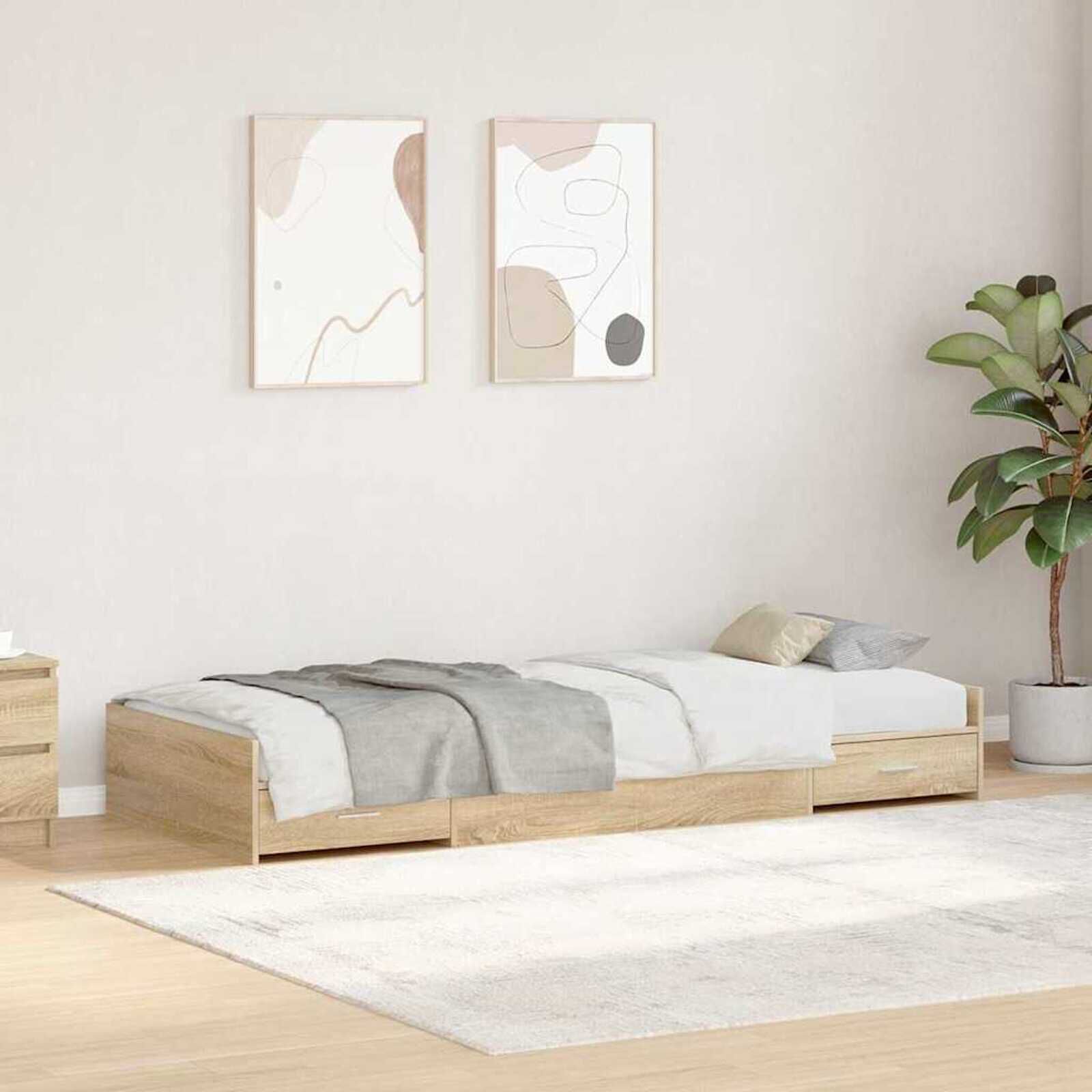 Bedframe met opbergruimte Sonoma Eiken 90 x 200 cm