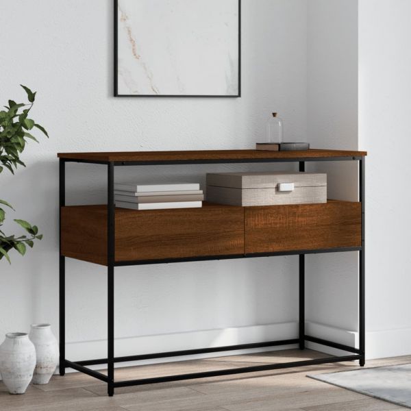 Consola de Entrada Anna com 2 Gavetas de 100 cm Nogueira Design Moderno