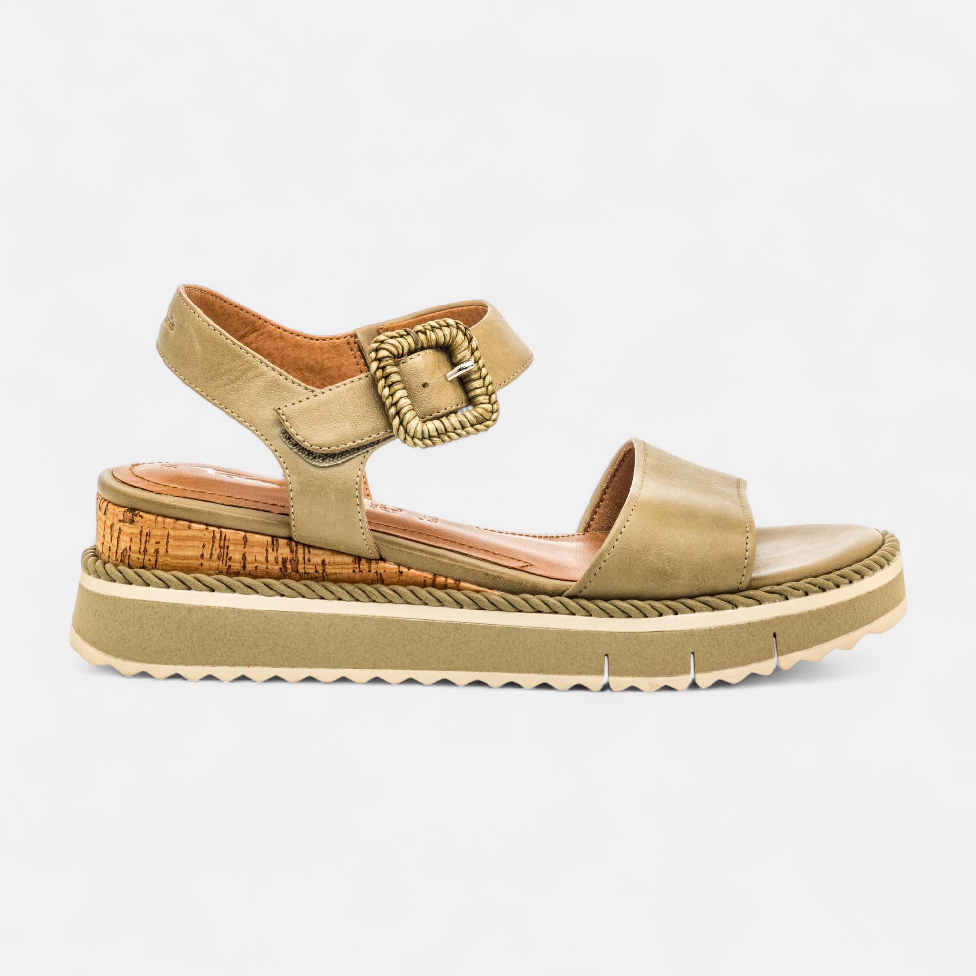 Sandales Femme en cuir vert clair