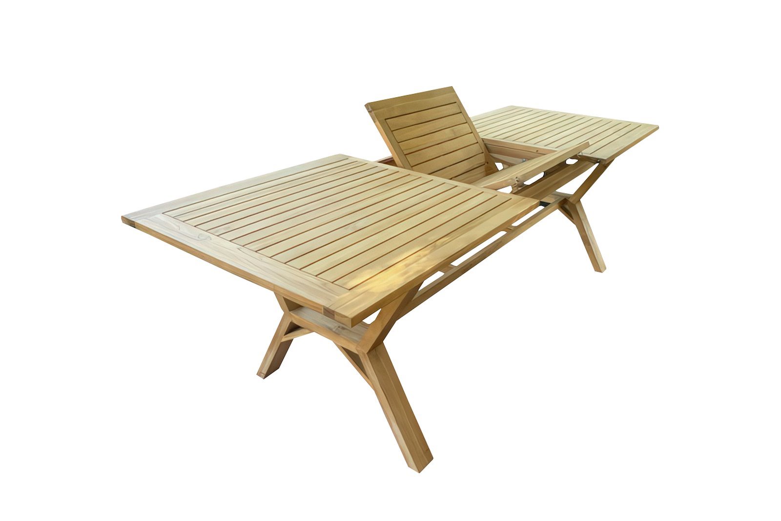 Portefino hagespisebord Med utrekk og inkludert ileggsplate på 60cm Heltre oljet teak.