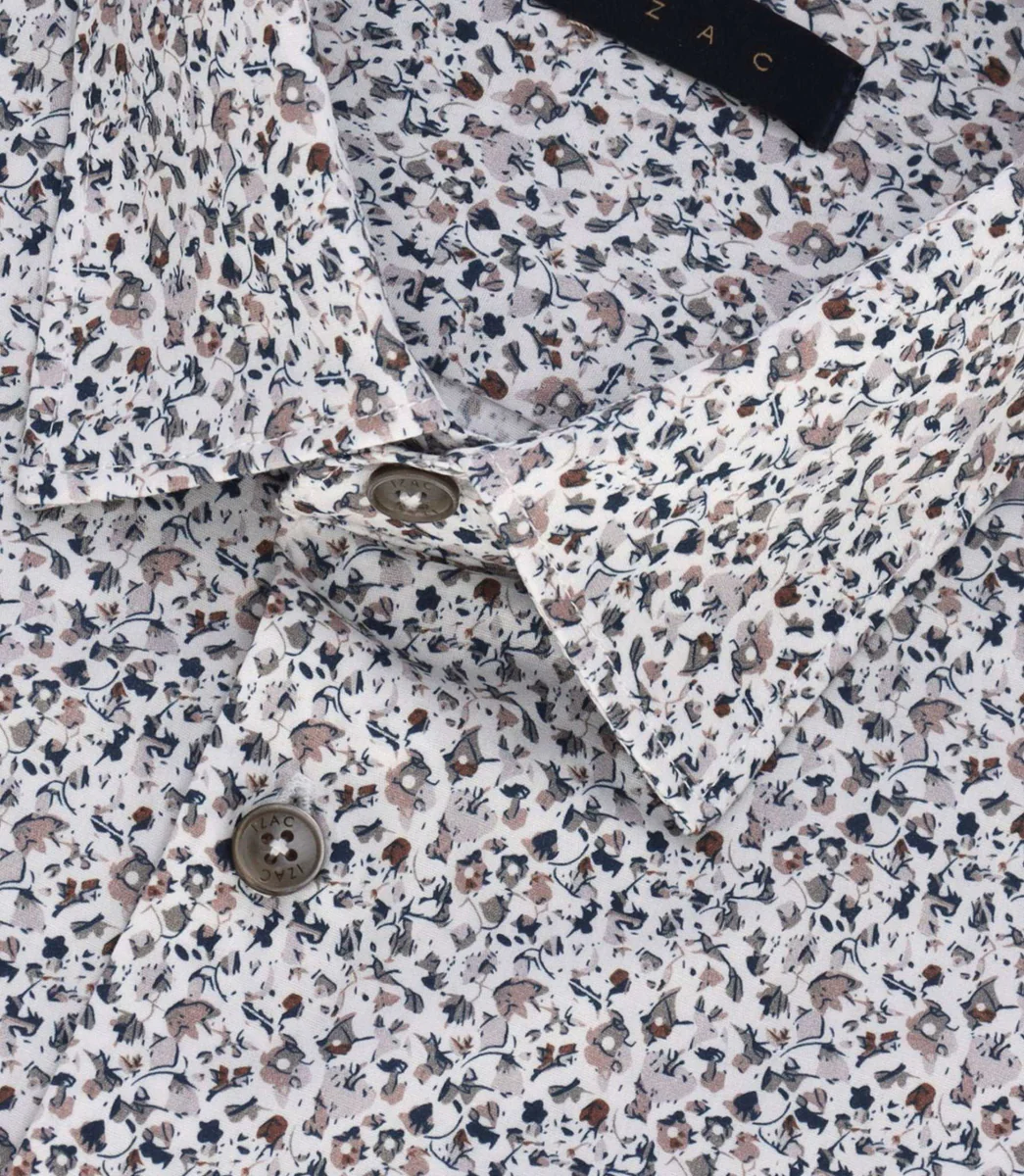 Chemise imprimée floral blanc et bleu