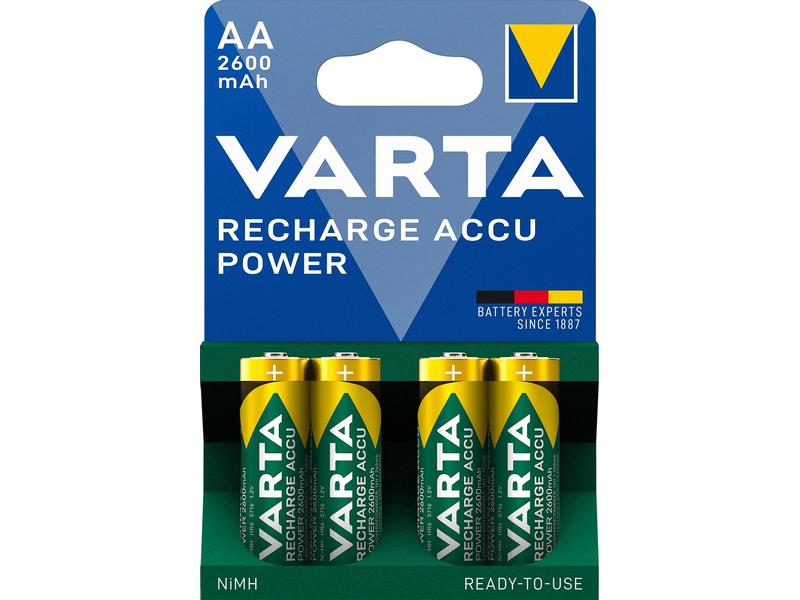 Varta Akku Power NiMH AA 2600 mAh, 4 Stück Typ Mignon (AA)