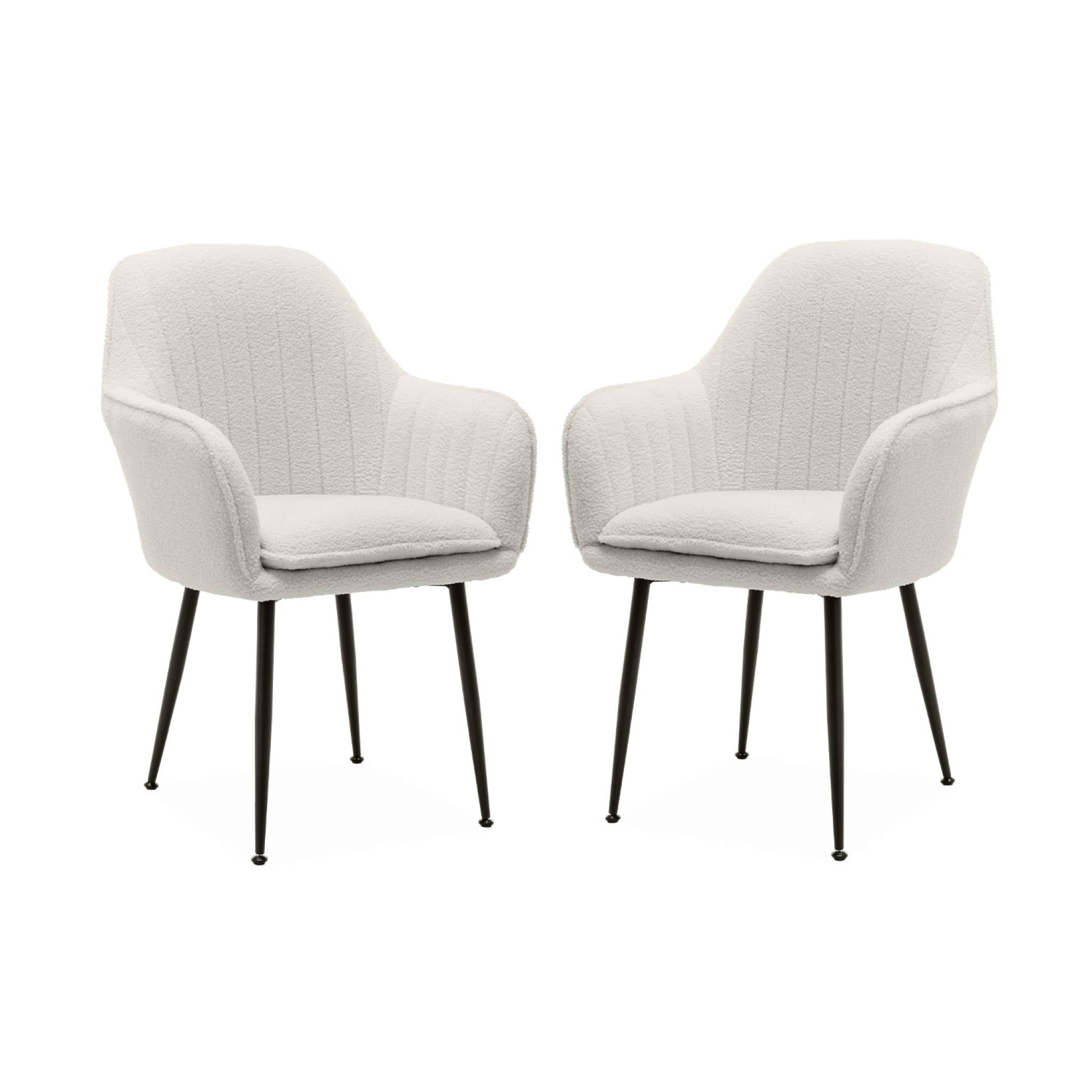 sweeek - Bouclé fauteuil met metalen poten (set van 2)