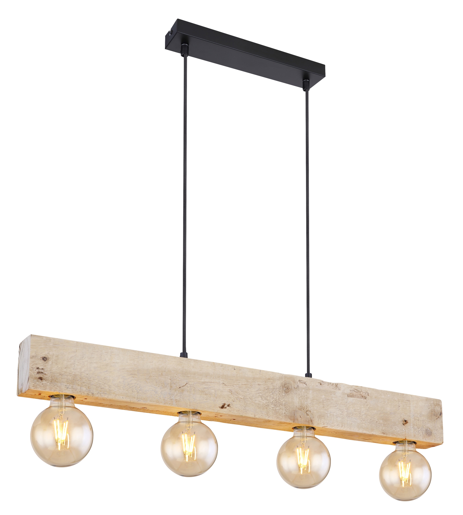 GLOBO Retrofit Balkenpendel ADALIE 80 cm schwarz /Holz
